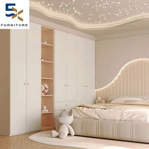 Armoire sur mesure Erxi de style français moderne en crème pour chambre principale, <span class=keywords><strong>vestiaire</strong></span>, meuble en bois à une porte jusqu'en haut pour hôtel - Product Image 2