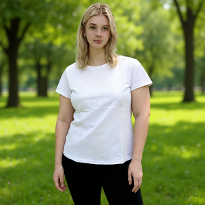 HDJ Camiseta de manga corta con cuello redondo para mujer, informal, de algodón, talla grande, transpirable, H7020-1 - Product Image 2