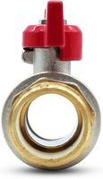 Robinet à bille en laiton nickelé DN15 1 pouce avec poignée papillon rouge, filetage mâle-femelle pour conduite d'eau, d'huile et de gaz