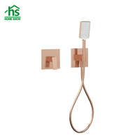 Mitigeur de douche thermostatique encastré chaud/froid en laiton avec cartouche céramique, finition or rose, pour salle de bain, avec kit de montage