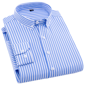 Chemises habillées pour hommes, nouveau style, infroissables, respirantes, coupe ajustée, manches longues, décontractées, à rayures, modèle 1013 - Product Image 2