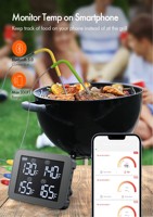 Termometer Digital Bbq Nirkabel Panggangan Luar Ruangan Termometer Daging App Termometer Pemantauan Jarak Jauh dengan 4 Probe