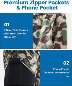 <span class=keywords><strong>Short</strong></span> <span class=keywords><strong>de</strong></span> <span class=keywords><strong>bain</strong></span> camouflage 2-en-1 à séchage rapide pour <span class=keywords><strong>homme</strong></span> avec cordon <span class=keywords><strong>de</strong></span> serrage, double couche - Product Image 3