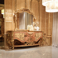 Armoire de rangement de salle à manger en bois massif sculpté de style européen, vitrine et buffet classiques personnalisés