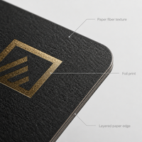 Cartes de visite personnalisées en papier nacré noir avec logo hexagonal en feuille d'or, couleur anthracite profond, de luxe, de qualité supérieure, design élégant