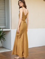 Femme Party Wear Dress Wholesale Solid Elegant Satin Evening Dress Classy Elegant Sexy Spaghetti Straps Backless Luxury Dress
