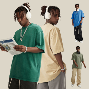 Diseño de logotipo personalizado lavado ácido Vintage camiseta Streetwear hombres Unisex Hip Hop peso pesado 275gsm 100% algodón gráfico camiseta - Product Image 5