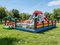   Structure gonflable à thème dinosaure, toboggan, trampoline et combo volcan T-Rex, équipement de jeu en PVC écologique, pour 6 à 10 enfants