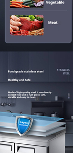 NUELEAD NE-1102 Mesa de Preparación de Alimentos de Acero Inoxidable de 1M con Enfriamiento por Aire, Puertas Dobles, 310L, Pantalla Digital, Temperatura 0-10 - Product Image 3