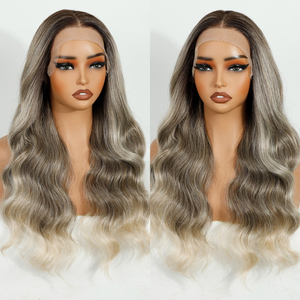 Tóc giả tổng hợp sợi chịu nhiệt, đã tỉa sẵn, kiểu lưới HD 360 độ, không cần keo, kiểu lưới HD 13x4 phía trước, mũ lưới mở, không cần keo - Product Image 1