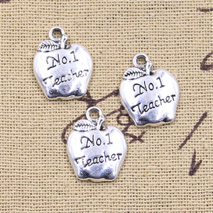 Dijes en forma de <span class=keywords><strong>manzana</strong></span> Apple NO.1 Profesor Colgantes de color plateado Manualidades DIY Fabricación de hallazgos Joyería <span class=keywords><strong>tibetana</strong></span> hecha a mano - Product Image 4