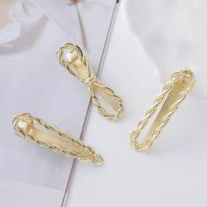 Pasadores de oro brillante de estilo americano europeo, pinza de pelo de Metal Irregular de moda elegante, pinza de pelo de aleación de oro plateado - Product Image 6