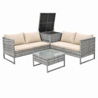 Ensemble de conversation de jardin moderne en rotin avec structure en acier imperméable, avec grill et chauffage