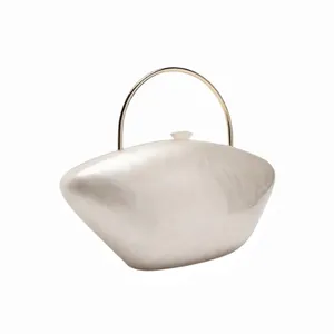 New Designer Pearl White Custom Women Handbag Marble Evening Bag Luxury Brand Fashion Acrylic Clutch Pink Purse
