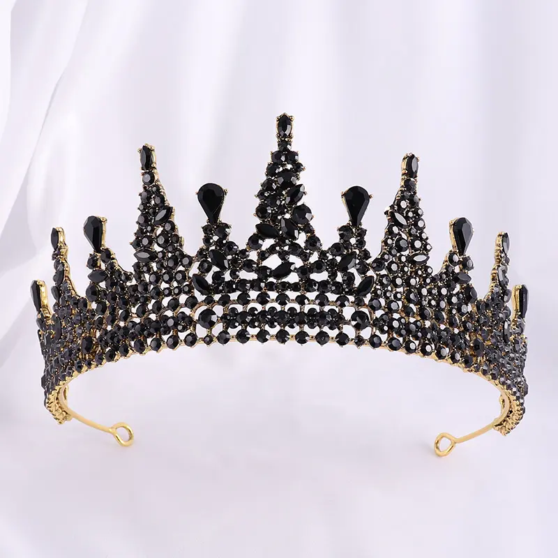 Diadèmes et couronnes noires pour femmes, coiffe, couronnes de concours, Vintage, reine Baroque, couronne de mariée, anniversaire, fée, diadème