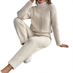 Conjunto de Suéter de Cuello Alto de Punto, Estilo Lujoso, Antiarrugas, de <span class=keywords><strong>Terciopelo</strong></span> Ártico, para Otoño e Invierno, Estilo Europeo Americano - Product Image 1