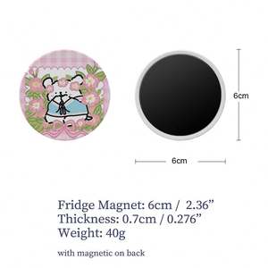 Imán de Refrigerador Redondo de Cerámica con Diseño de Oso de Dibujos Animados, Impresión UV, Imán de Refrigerador Personalizable, Imán de Refrigerador de Cerámica en Blanco para Sublimación - Product Image 5