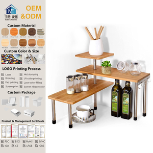 Kệ Góc <span class=keywords><strong>3</strong></span> Tầng Giá Đựng Gia Vị Bằng Tre & Kim Loại-Giá Sách Để Bàn Kệ Trưng Bày Dụng Cụ Tiết Kiệm Không Gian - Product Image 1