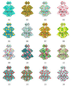 LT-401-YXL Conjunto de 2 piezas: Pelele de bebé con estampado de paletas y diseño encantador para niña, vestido de verano, pelele, diadema y body de bebé con diseño de paleta - Product Image 4