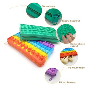 Juego de Burbujas de Silicona Coloridas para Niños y Adultos, Estuche para Lápices Antiestrés, Bolsa de Maquillaje, Juguetes para Cuadernos - Product Image 5