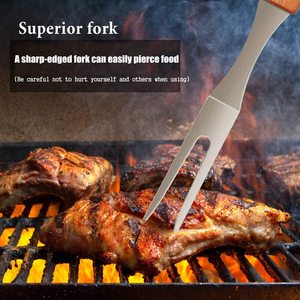 Ensemble d'ustensiles de barbecue en acier inoxydable avec manche en bois, kit d'outils de grillade résistant à la chaleur, facile à nettoyer pour la cuisson en extérieur - Product Image 5