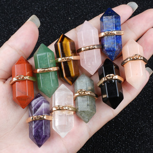 Collana con Pendente in Cristallo di Ametista, Agata Esagonale in Pietra Naturale, Catena in Acciaio Inossidabile per Uomo e Donna - Product Image 3