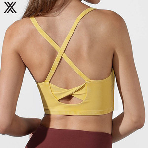 2020 ladies Yellow best fit cross beauty back fitness sexy yoga bra Close fitting breathable <span class=keywords><strong>gym</strong></span> bra - Product Image 1