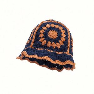 Gorro de Punto Personalizado Hecho a Mano, Estilo Bohemia, de Lujo, con Flores Caladas, Diseño de Copo de Nieve, para Invierno, con Borde Corto - Product Image 2