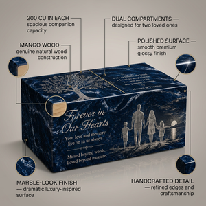 Urne funéraire personnalisée en bois de manguier gravée, double urne commémorative noire de 220 pouces cubes pour la maison - Product Image 3