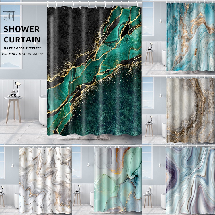 Custom Fancy Polyester Waterproof Partition Shower Curtain Eco-Friendly 3D Digital Printing Bathroom Shower Curtain