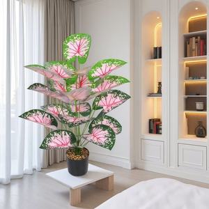 โรงงานเทียม <span class=keywords><strong>Caladium</strong></span> <span class=keywords><strong>Bicolor</strong></span> 12 18 24ใบพืชเทียมสีสดใสสำหรับตกแต่งห้องนั่งเล่นสำนักงาน - Product Image 4