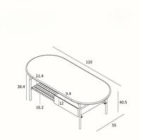 Table basse ovale minimaliste et industrielle moderne Meubles de salon en bois de cerisier avec pieds en acier inoxydable