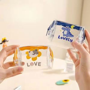 Cute Cartoon Animal Transparent PVC <b>Coin</b> Purse Kids Mini Portable Earphones Data Cable Organizer Women's Waterproof Makeup <b>Bag</b> - Product Image 3