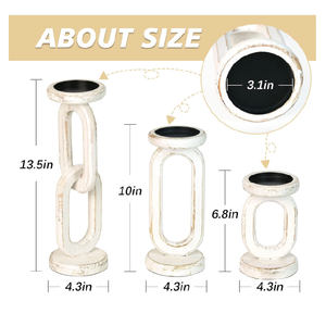 Bougeoirs en bois blanc rustique faits à la main pour bougies piliers - Décoration d'intérieur - Product Image 5