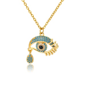 Gioielli egiziani placcati oro 18 carati zirconi cubici ciondoli personalizzati collana girocollo a strappo con occhi diabolici blu per <span class=keywords><strong>le</strong></span> donne - Product Image 1