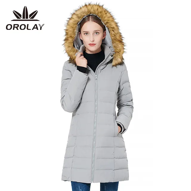 थोक Hooded में महिलाओं की जैकेट हटाने योग्य अशुद्ध फर कॉलर महिलाओं सर्दियों के नीचे कोट के साथ