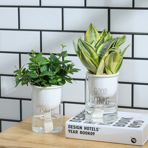 Maceta con Autorriego, Diseño Lindo con Letras 'Good Morning', <span class=keywords><strong>para</strong></span> Plantas Pequeñas y Flores, Decoración de Baño - Product Image 2