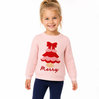 Pull en tricot côtelé personnalisé OEM & ODM avec logo sur mesure pour filles, col rond, manches longues, motif appliqué, idéal pour Noël et l'hiver