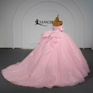 Xybb08-Pz Pastel Pink Quinceanera <b>Ball</b> Gown 3D Floral Corset <b>Glitter</b> Chiffon Natural Dress for Formal Evening Party for - Product Image 5