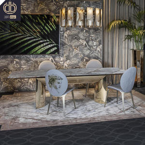 Sang Trọng Ý Thiết Kế Hiện Đại Bóng Trắng Bàn Ăn Đặt Vàng Bằng Đá Cẩm Thạch Trắng Bàn Ăn - Product Image 1