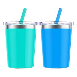 12oz Kids Tumbler Toddler Leak Proof Heat Insulated Stainless Steel Milk Smoothie Cup With Lid And Straw For Kids