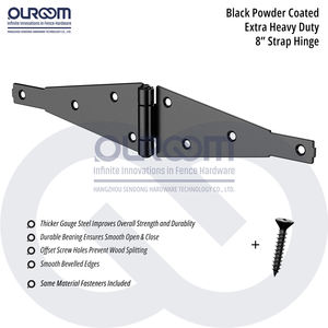 Bisagra <span class=keywords><strong>de</strong></span> Correa extra resistente <span class=keywords><strong>de</strong></span> 8 pulgadas Acero <span class=keywords><strong>de</strong></span> 3,5mm para puertas <span class=keywords><strong>de</strong></span> madera <span class=keywords><strong>grandes</strong></span> Puertas <span class=keywords><strong>de</strong></span> entrada Durabilidad - Product Image 2