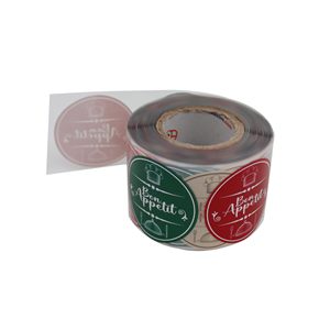 Adesivo personalizzato rotolo adesivo impermeabile in vinile marchio con Logo rotondo Logo aziendale adesivo Bon Appetit etichette di imballaggio alimentare - Product Image 2