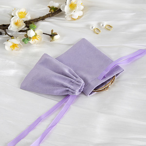 Purple Velvet Jewelry Bag <b>Drawstring</b> Storage <b>Pouch</b> Small Cloth Gift Bag For Wedding Candy Or Jewelry Packaging 7x9cm To 15x20cm - Product Image 3