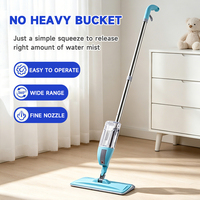 Mopa de suelo con pulverizador manos libres, tanque de agua de 300 ml, almohadilla de microfibra plana, mopa de uso húmedo y seco para limpieza de pisos de cocina, baño y hogar