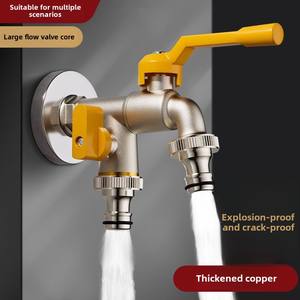 Bibcocks de jardin extérieur au design moderne <span class=keywords><strong>Robinet</strong></span> antigel à <span class=keywords><strong>double</strong></span> <span class=keywords><strong>sortie</strong></span> avec poignée d'eau verrouillable en aluminium pour machines à laver - Product Image 3