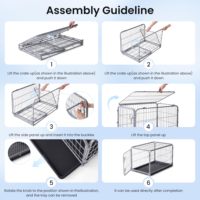 Cage pour animaux de compagnie carrée en fer anti-collision avec fermeture auto-agrippante, design pliable, plateau de nettoyage amovible, résistante à l'eau et durable pour