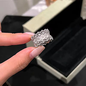 Bague ouverte en argent sterling 925 pour femme, large, à facettes, style rétro, personnalisable, polyvalente, nouvelle tendance - Product Image 6