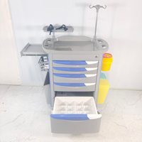 Chariot médical d'urgence de luxe avec 5 tiroirs, plateau en ABS encastré et verrouillage central pour hôpital et clinique
