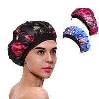 Pronto Para Enviar Grande Ajustável Cap Capotas de Banda Larga de Cetim Noite de Sono da Perda de Cabelo para As Mulheres Cabelo Encaracolado Longo Natural